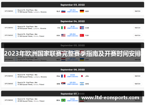 2023年欧洲国家联赛完整赛季指南及开赛时间安排
